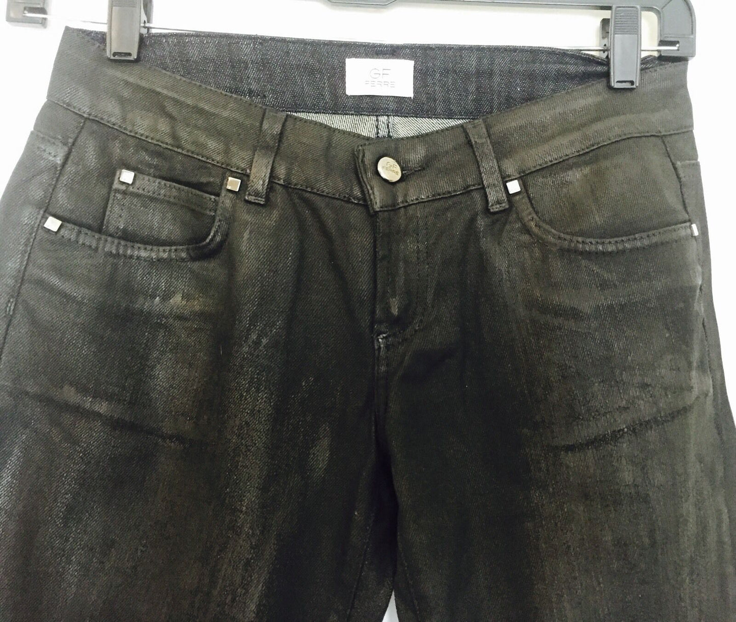 Gianfranco Ferre Black Jean Slight Wet Look. Retail 223 Euro $249 Price $48 NWT
