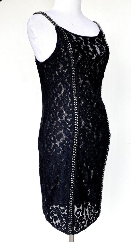 Allsaints Black Asha Chain & Lace Dress Size 0 Retails $505 Price $169 NWT
