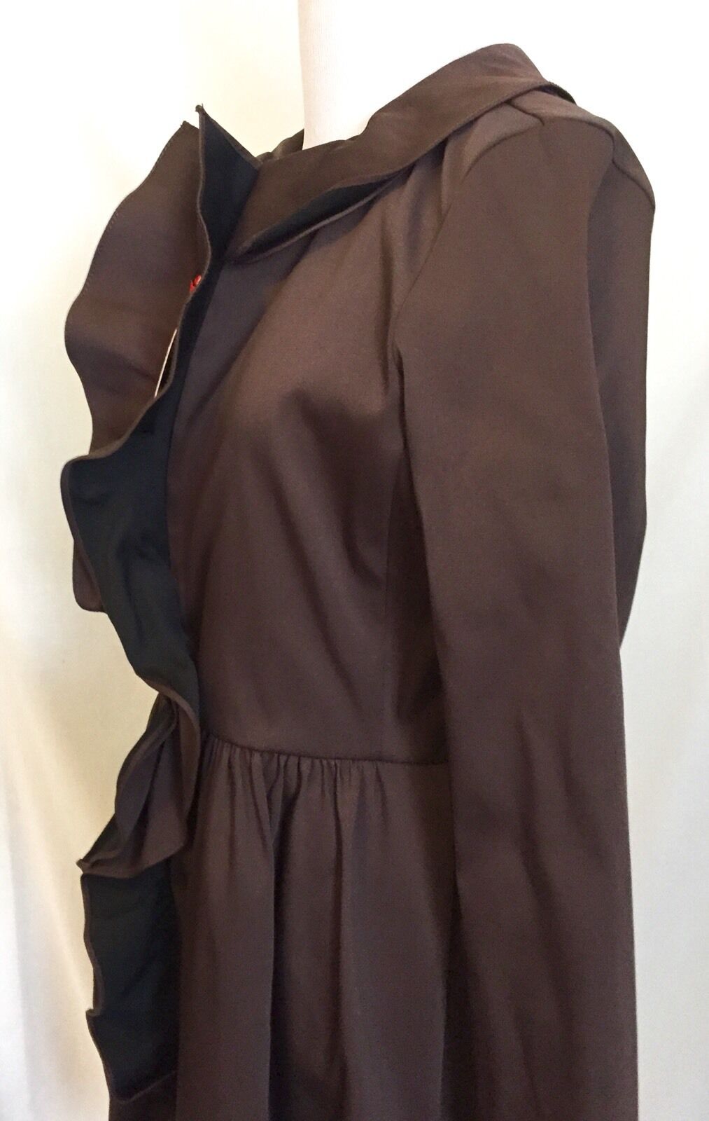 Carolina Herrera Brown Ruffle Coat Retails $910 NWT Price $298 Size S