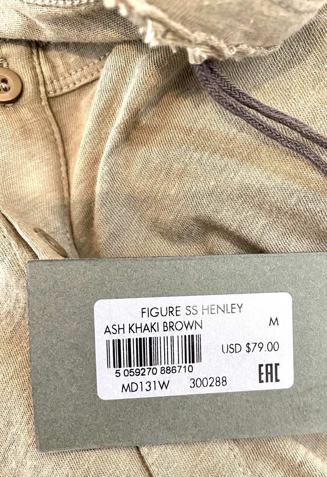 AllSaints Figure Henley SS Tee. NWT Retail $79 Price $59 Khaki Size M