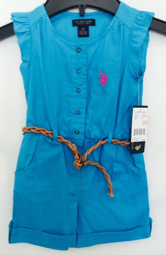 U.S. POLO ASSN. Blue short pantsuit. Rope Belt NWT Age 2 T Retails $38 $14