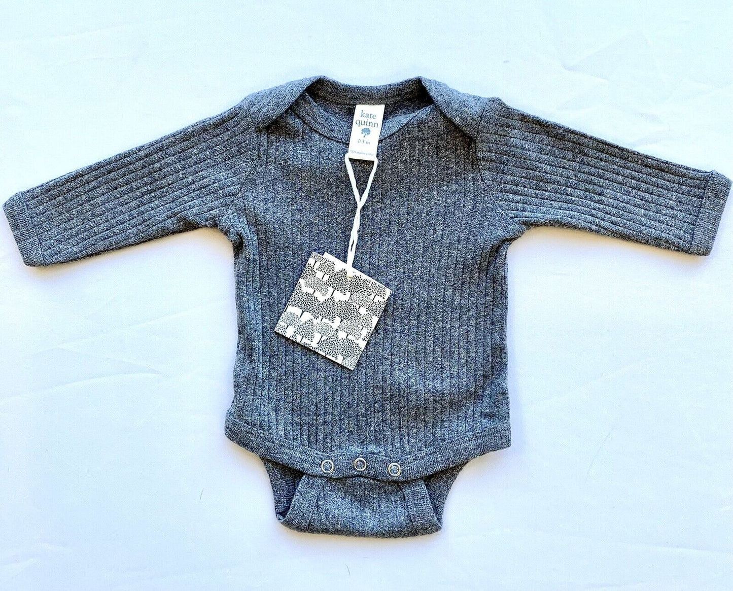 Kate Quinn Organic Cotton Bodysuit LS Navyoat Retail $24 Price $17 0-3 M