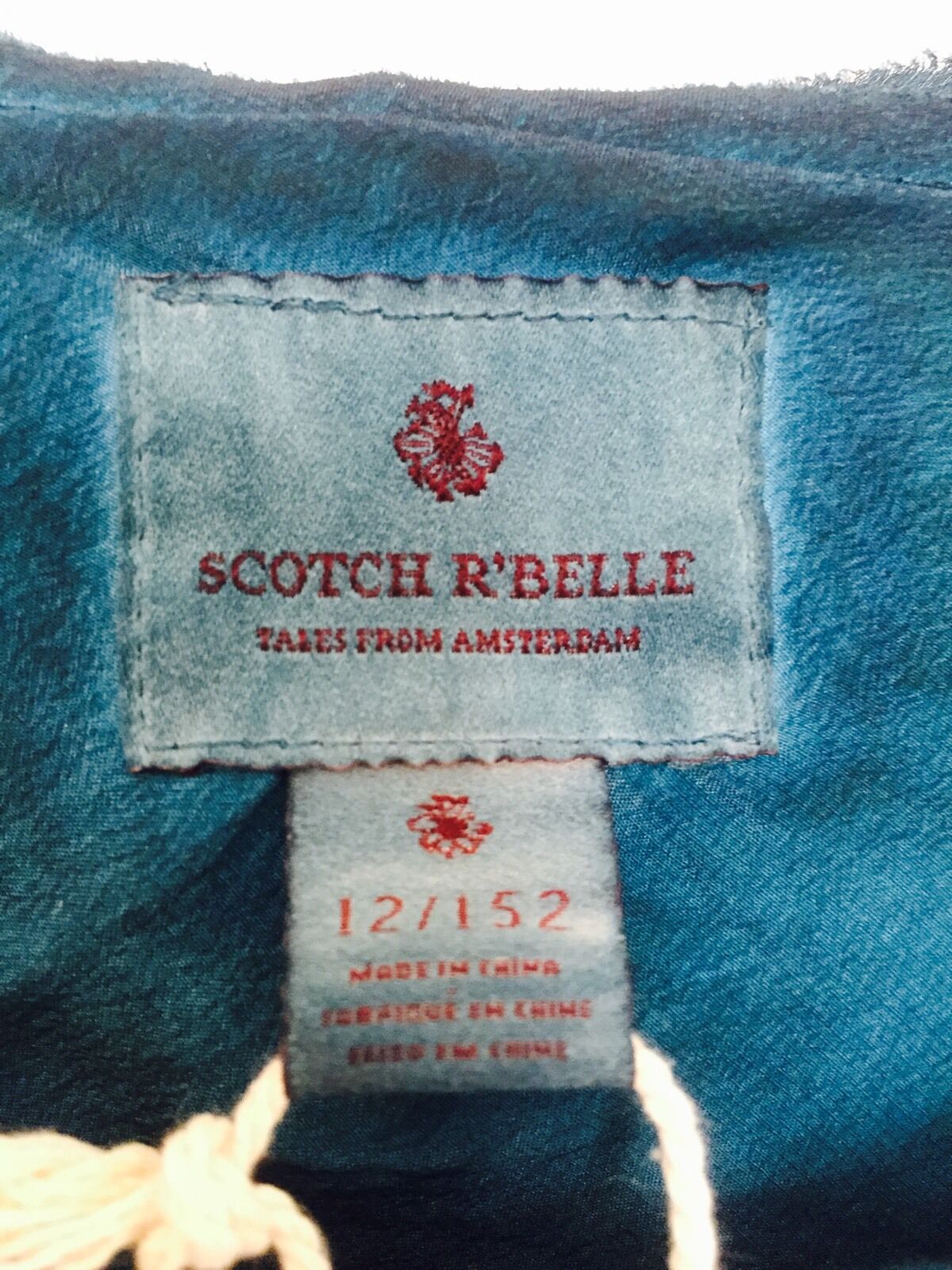 Scotch R'Belle Dark Teal & Gold Shirt.NWT Age 12 Retail $51 Price $32