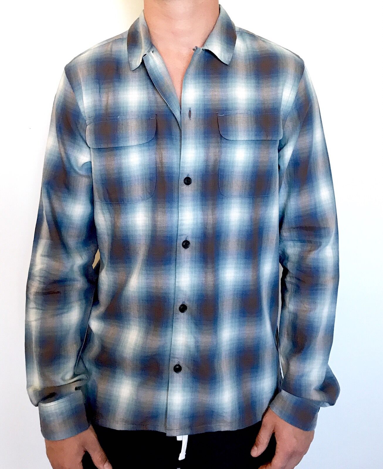 AllSaints Leinkauf Blue LS Shirt  Retail $160 NWT Price $68 All Saints XS
