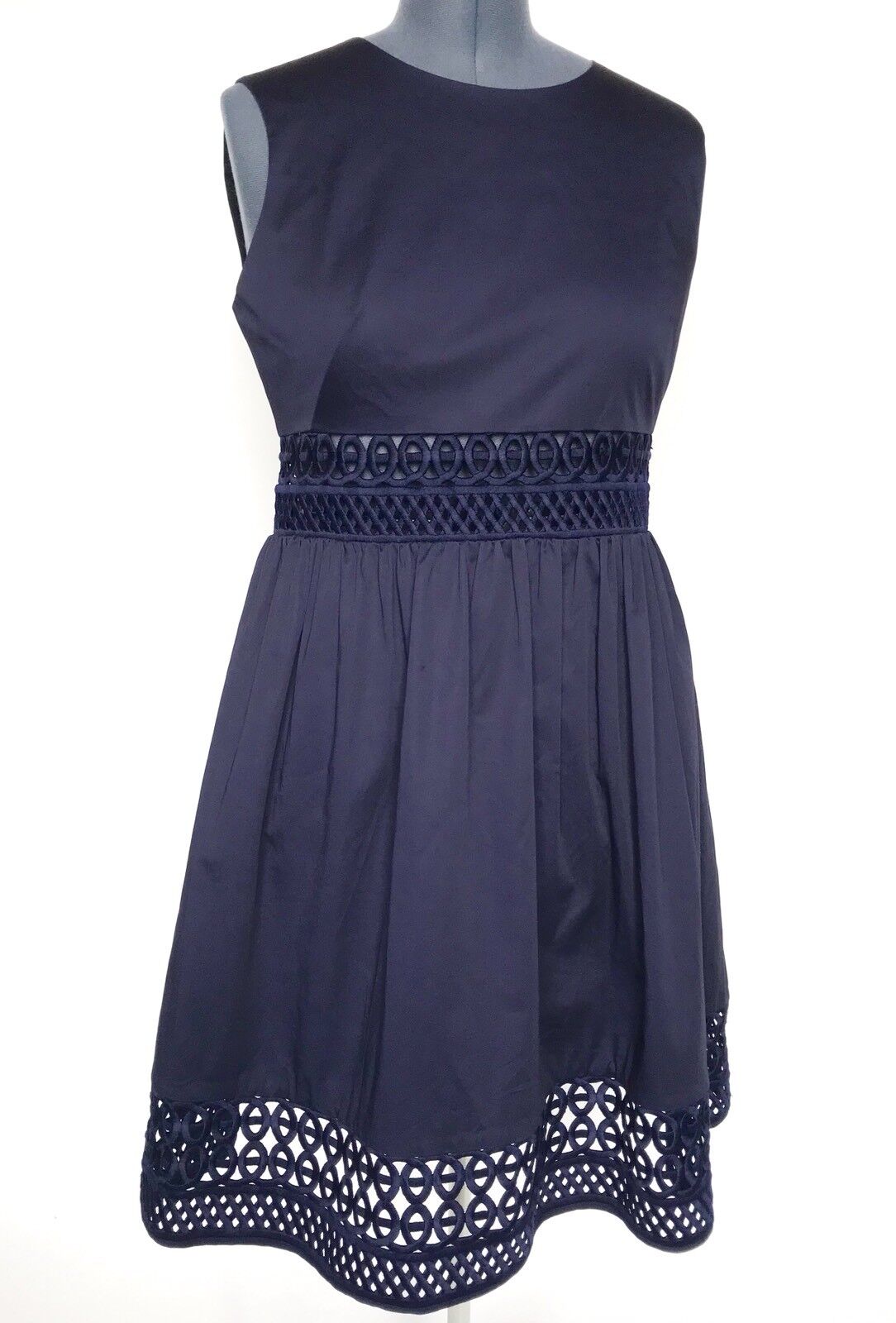 Ted Baker Blue Lace High Waist Cutout Dress Size 12 Retail $309 Price $136 NWT