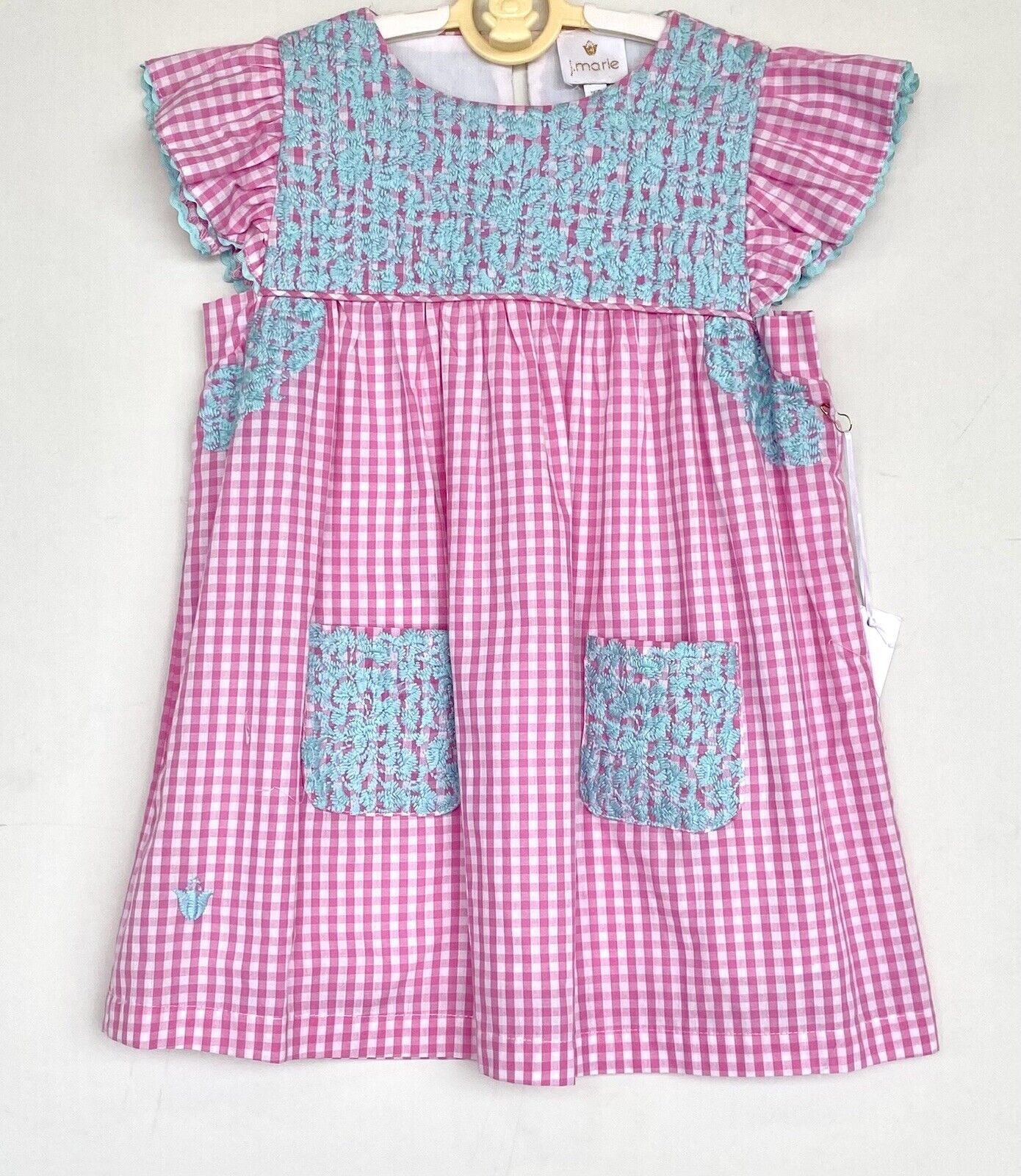 J Marie embroidered Tiffany Dress 3T Retail $92 Price $49 Gingham Pink