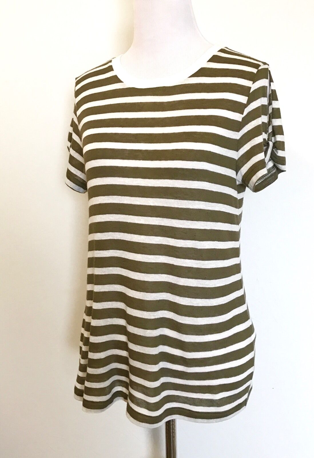 AllSaints Mazzy  Stripe Linen Mix Tee NWT Retail $85 Price $36 Size XS