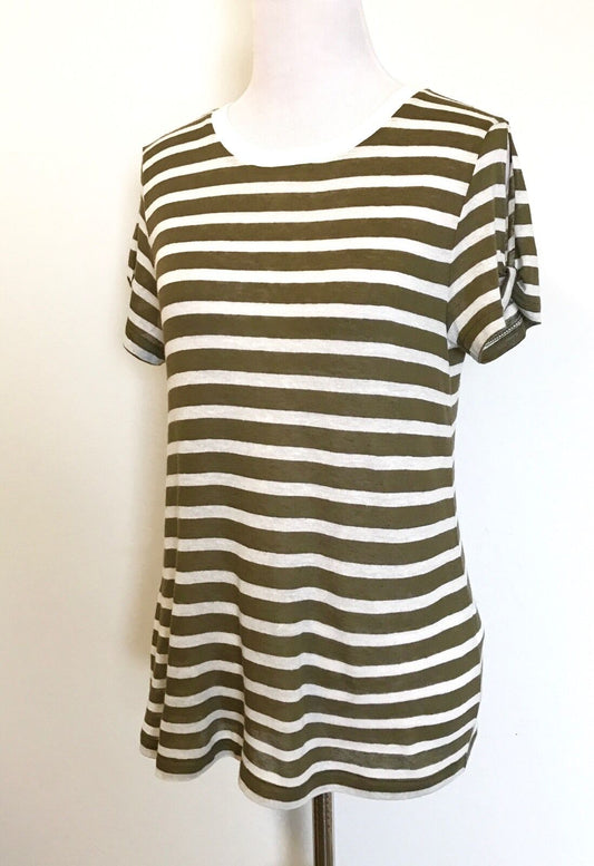 AllSaints Mazzy  Stripe Linen Mix Tee NWT Retail $85 Price $36 Size XS