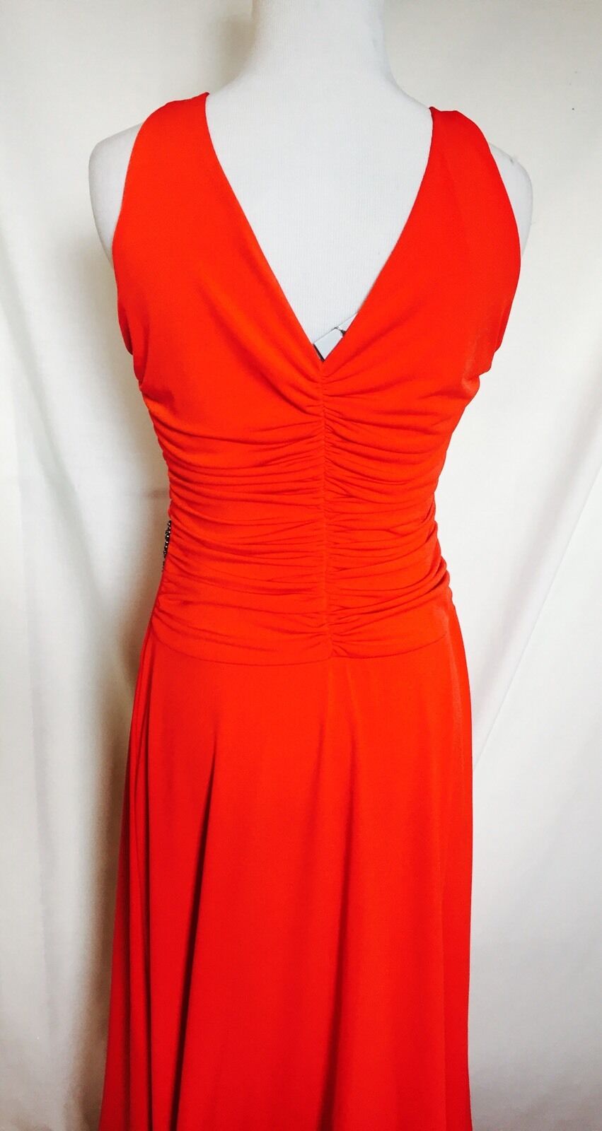 ELFE Orange Long Formal Prom DRESS.Diamante Beaded detail NWT SIZE M EURO 40 $45
