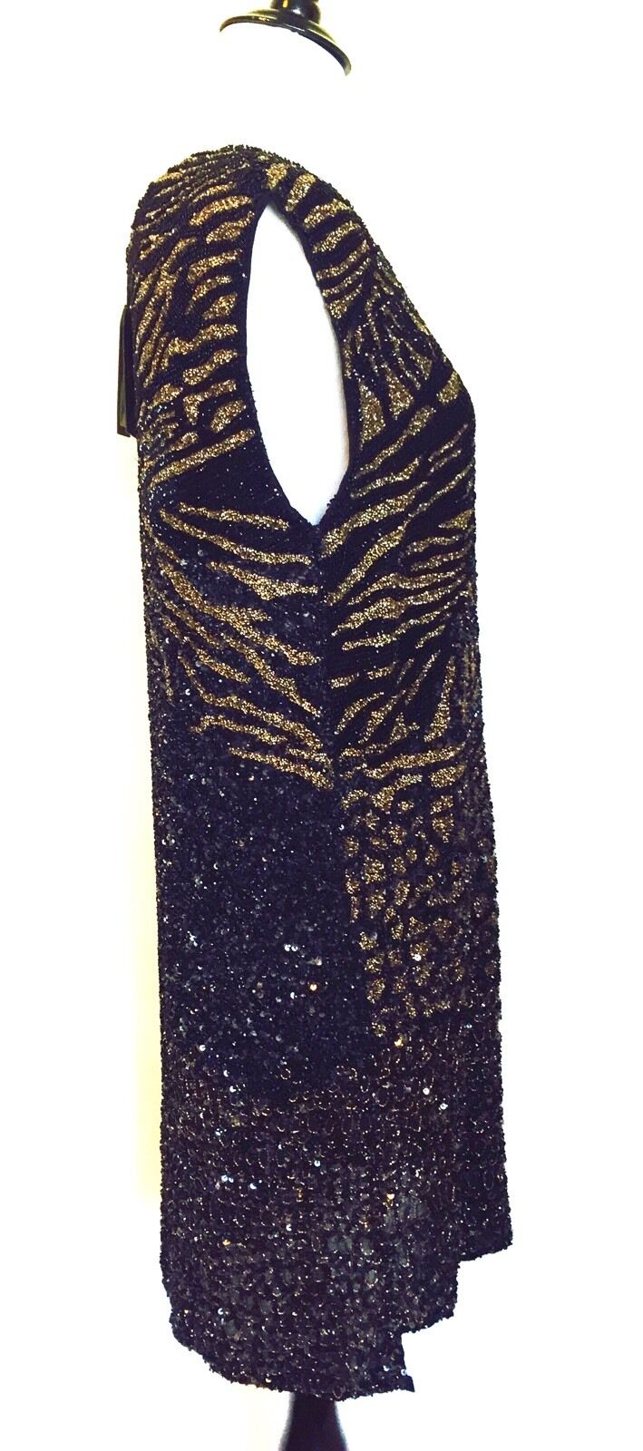 AllSaints All saints Black Gold Beaded Formal Prom Dress Size 0 NWT($540)  $175