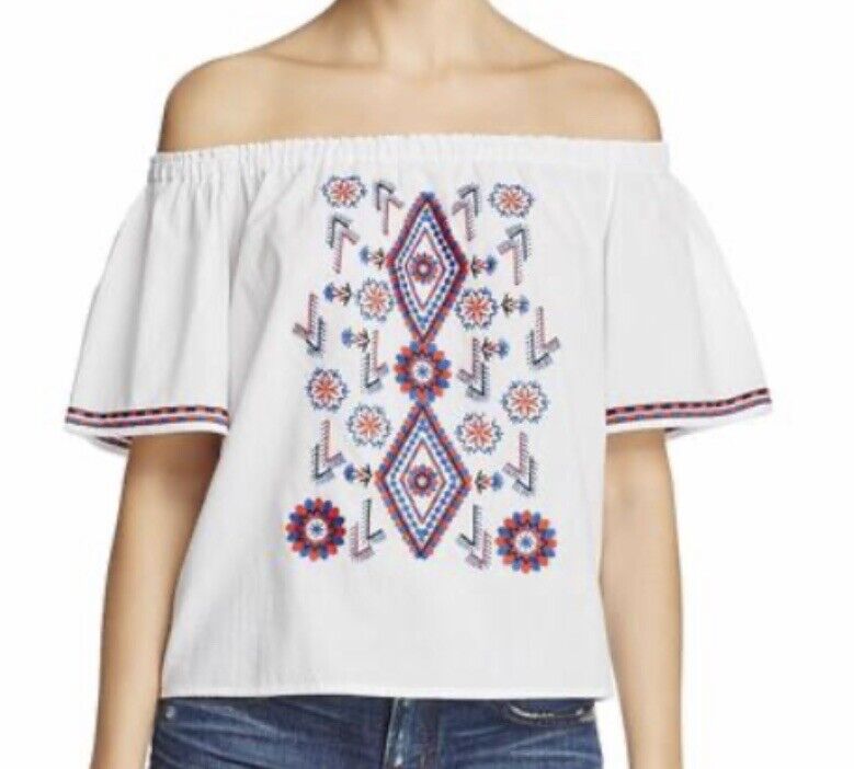Beltaine White Embroidered Off Shoulder Blouse Retail $138 Price $32 Size S NWT