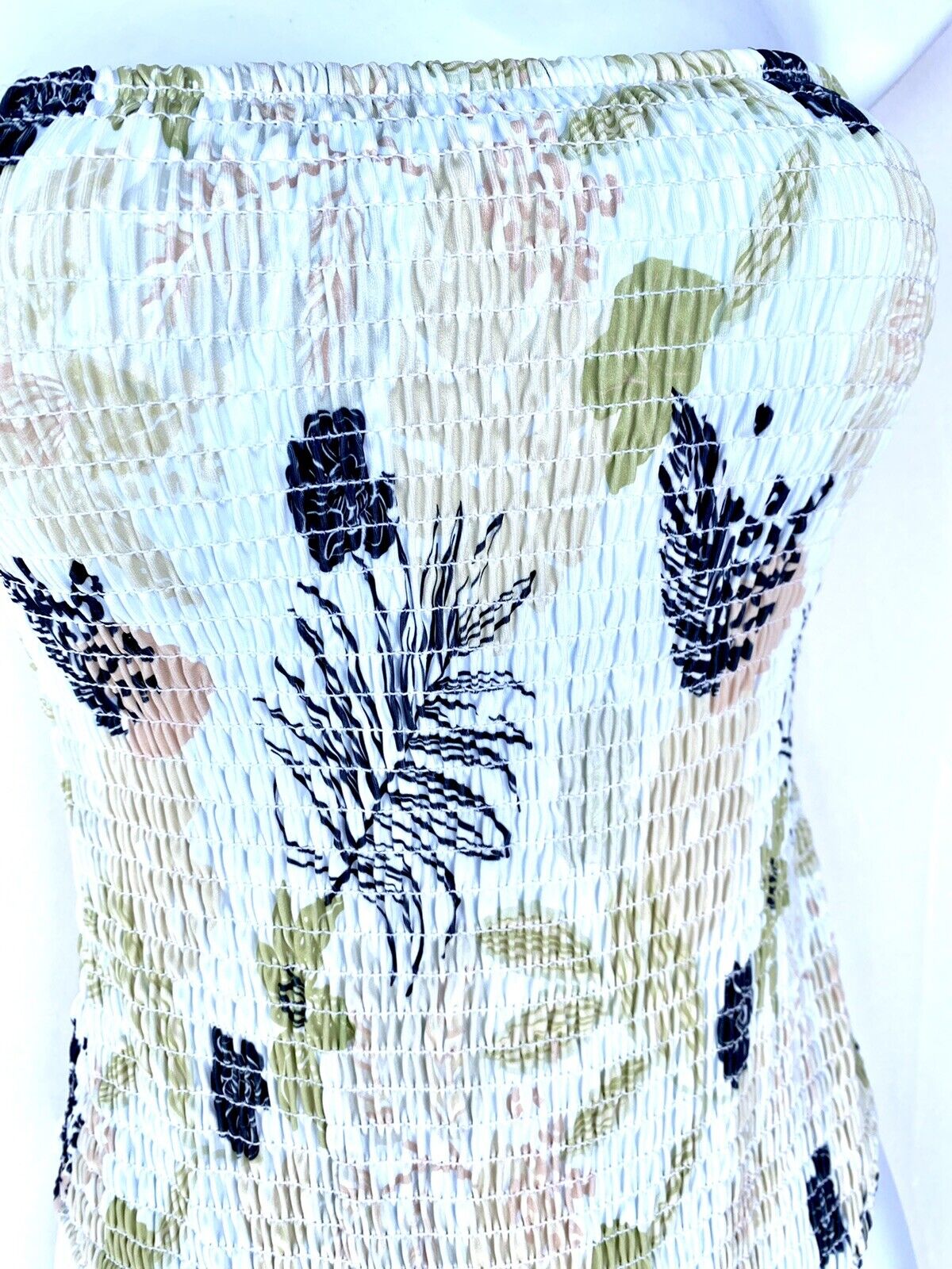 Charlie Holiday Gigi Strapless Smocked Swimsuit XS Retail $94 Price $48 NWT