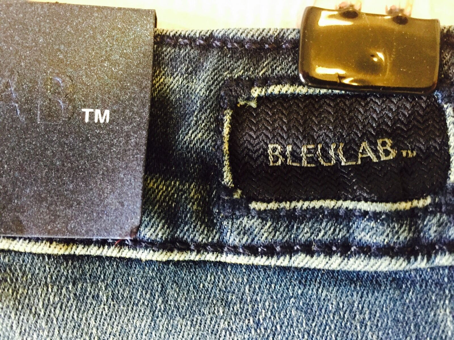 BLEULAB Reversible jean / houndstooth Design Cutoff Shorts Retail$198 $34