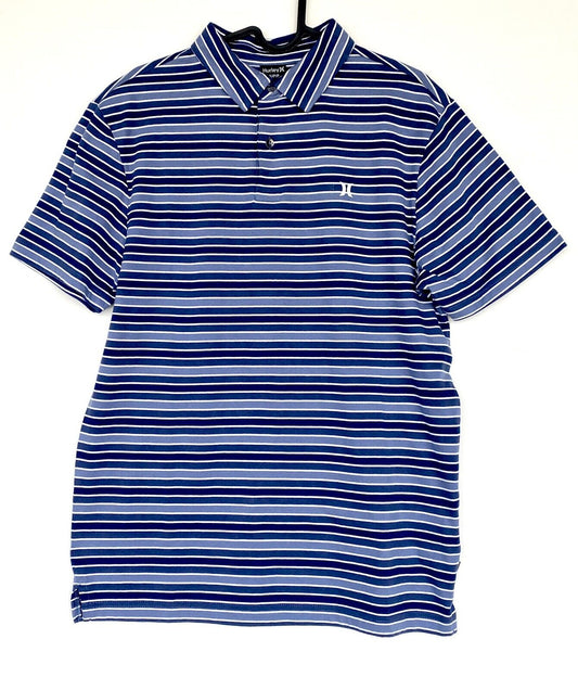 Hurley Coastal Dunes Blue White Stripe Polo Top Retail $35 Price $28 NWT Size S