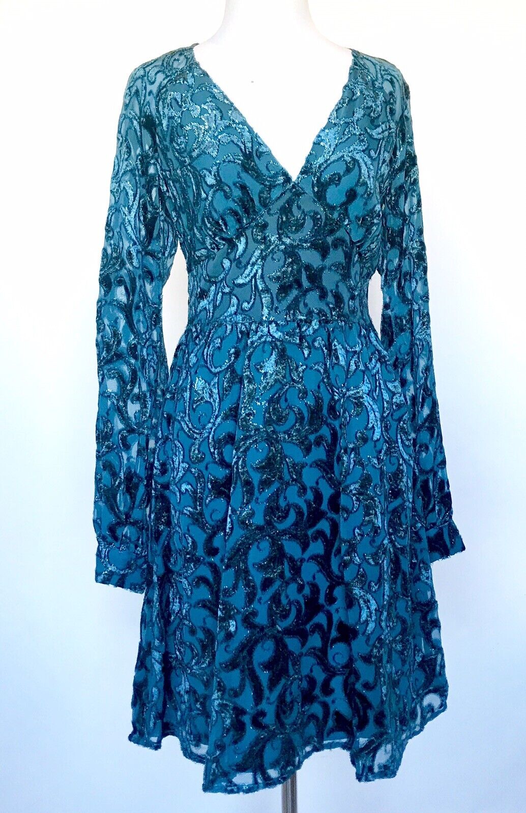 Michael Kors Teal Blue V-Neck Cocktail Party Dress Retail $225 Price $98 XS NWT