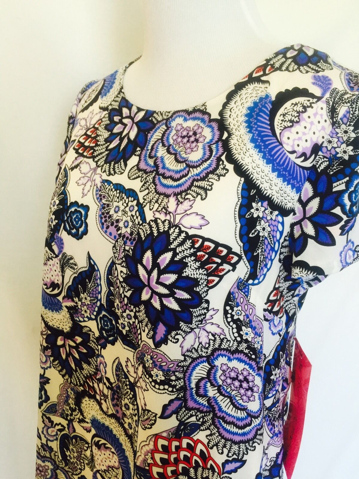 Betsey Johnson Flowered Print Blue & Red Dress Size 2 NWT Retail $148 Price $58