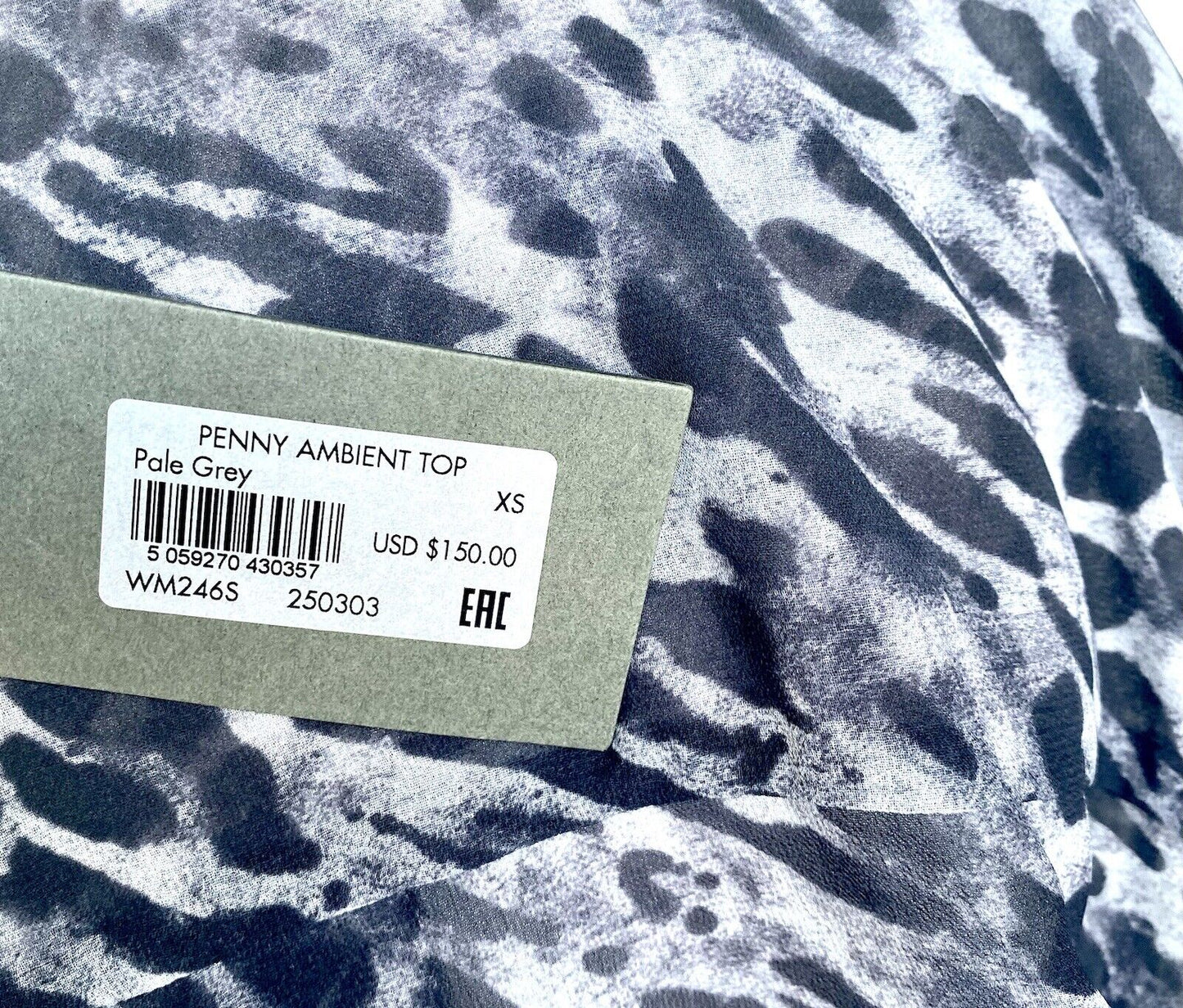 AllSaints Penny Ambient Top Animal Print Retail $150 Price $69 Size XS Chiffon