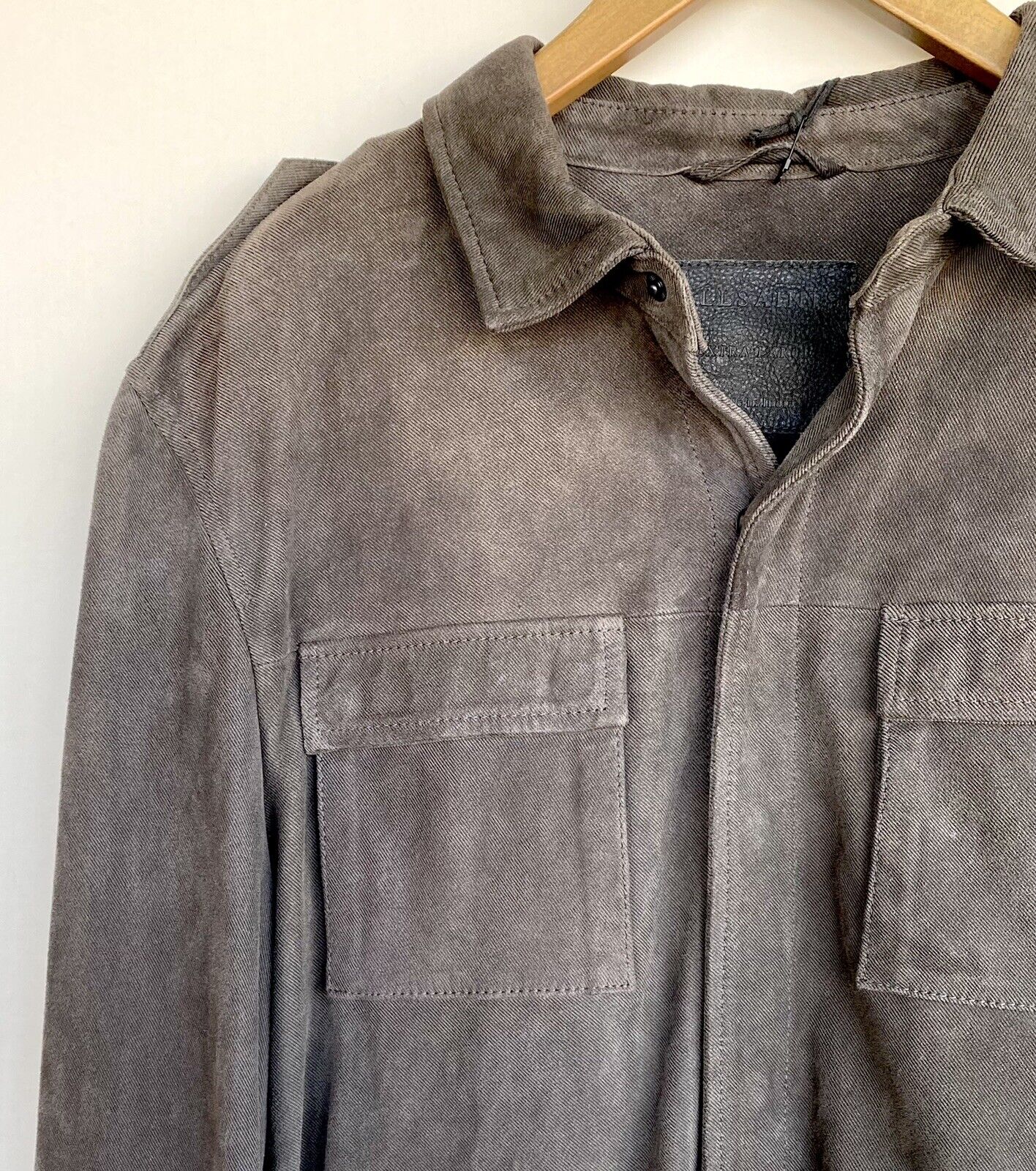 Allsaints Soft Leather Shirt XL Retail $540 Price $320 Anthracite