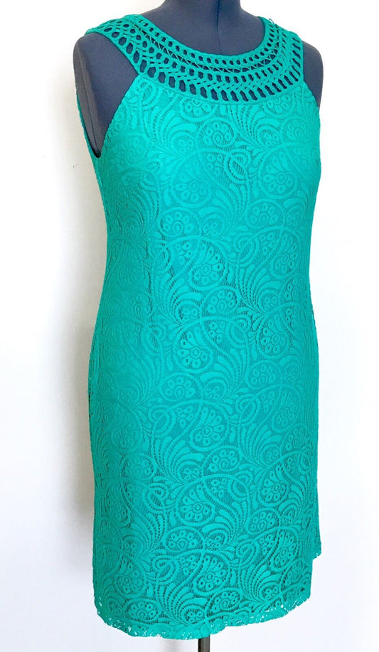 Eliza J Pink Jade Green Lace Shift Dress NWT Retails $148 Price $68 Size 12