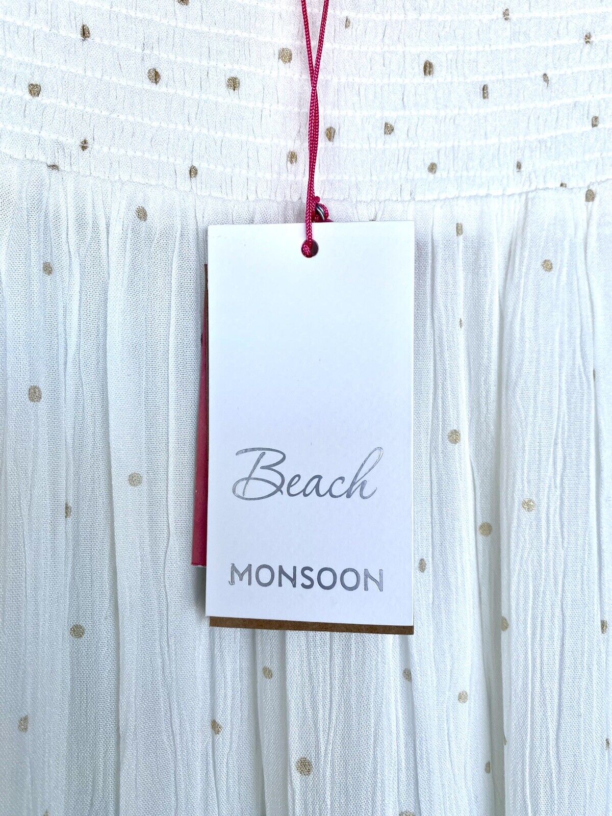 Monsoon London Beach Gold Spot Skirt / Coverup Price $56 Smocked Waist Small