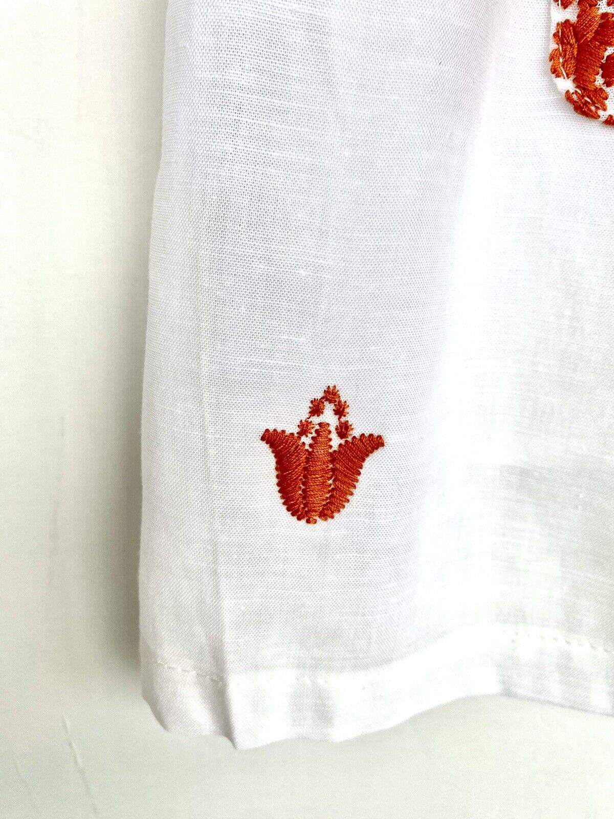 J Marie embroidered Gudalupe Dress 5T Retail $92 Price $56 Linen Mix White Red