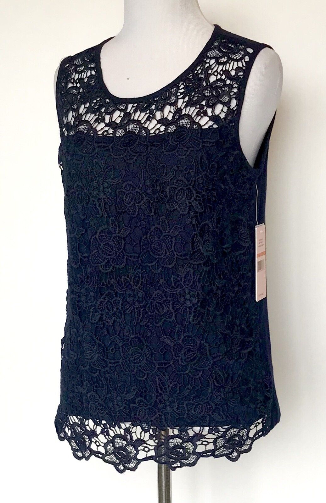 Nanette Lepore Navy Blue Crochet Lace Top NWT Size S Retail $98 Price $36