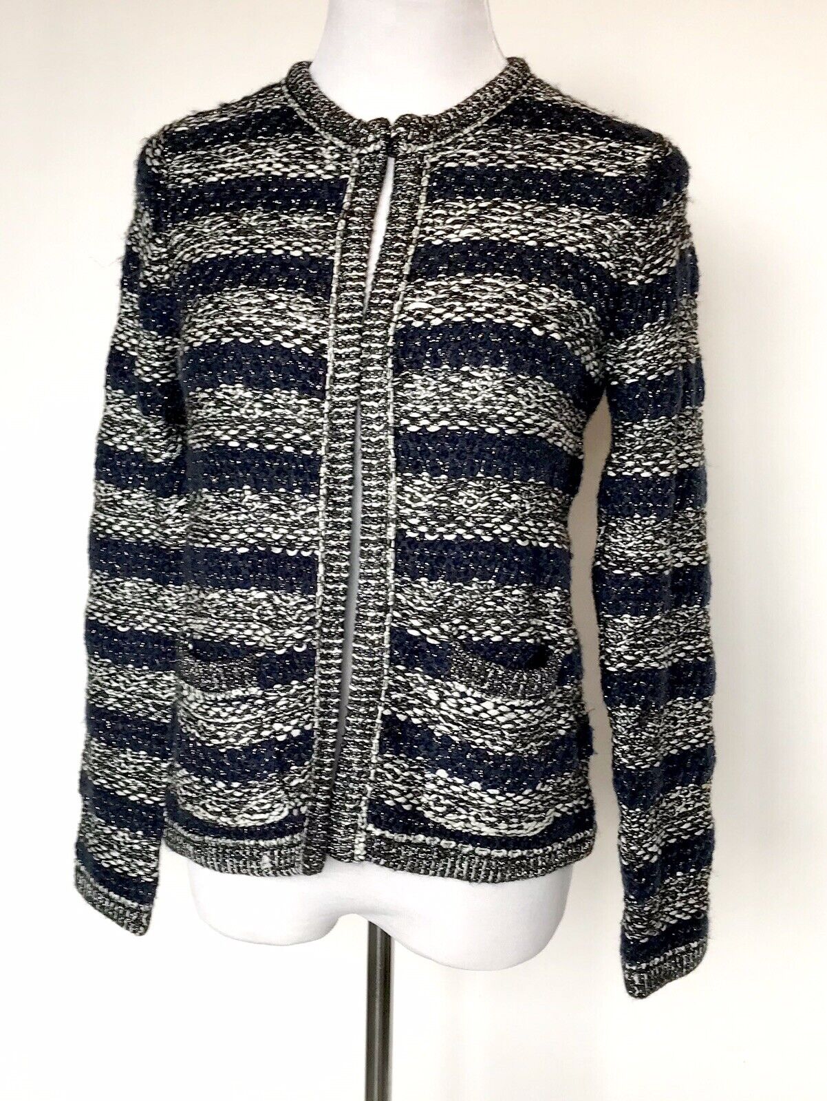 MOTH Anthropologie Navy Cardigan Sweater Jacket Size S Retail $138 Price $69
