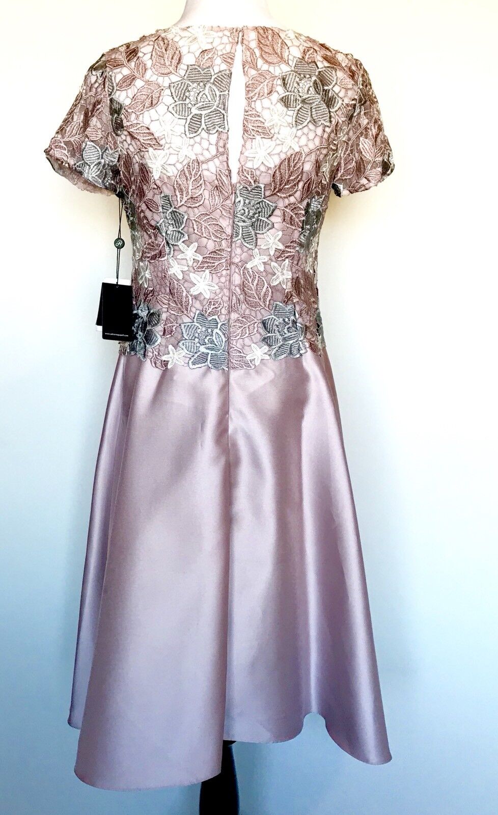 Adrianna Papell Pale Lilac Lace Body Formal Dress Size 8 Retail $229  Price $139