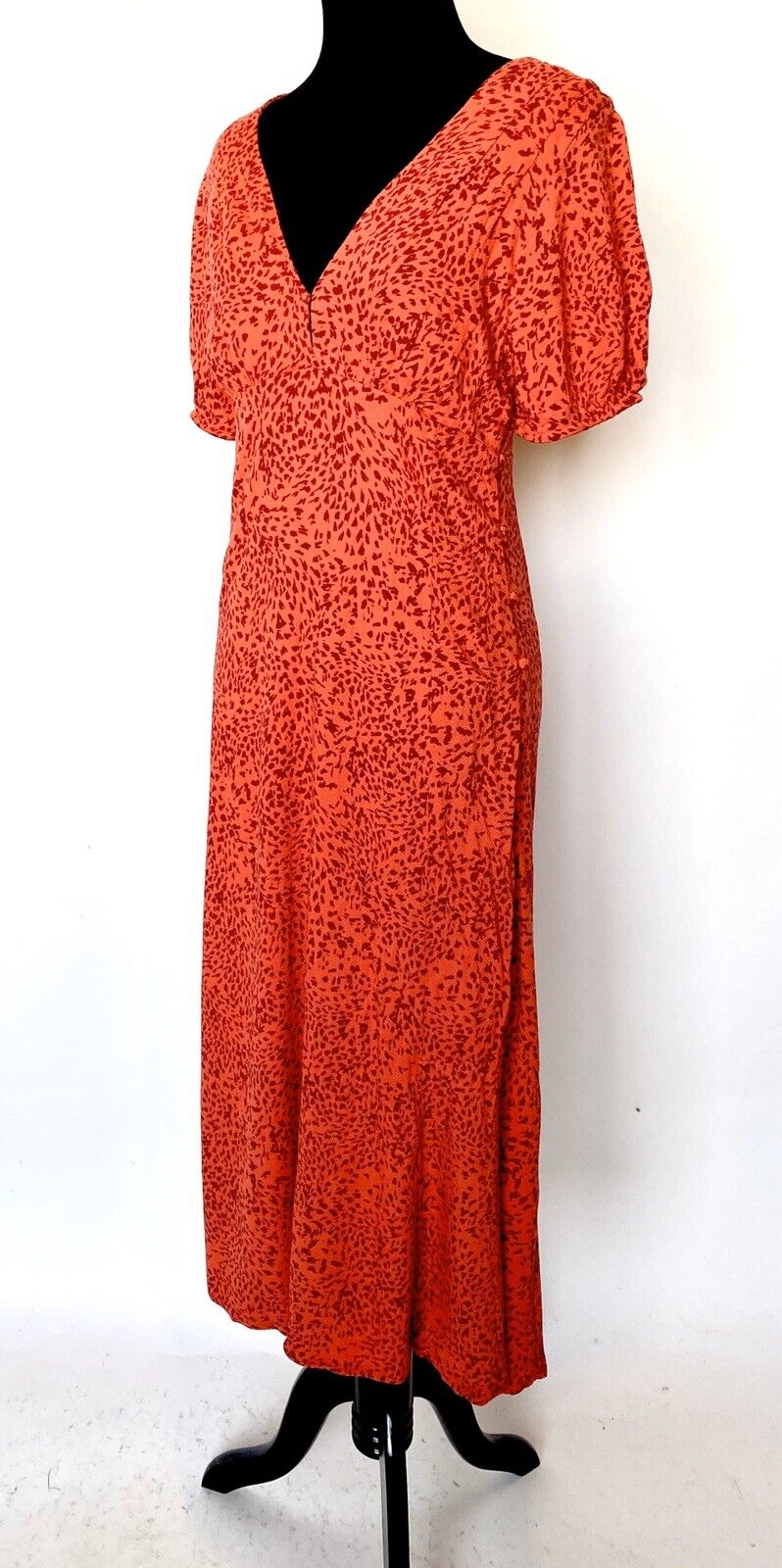 Free People Flame Red Boho Midi Dress Leopard Sz 0 Retail $168 Price $89 NWT