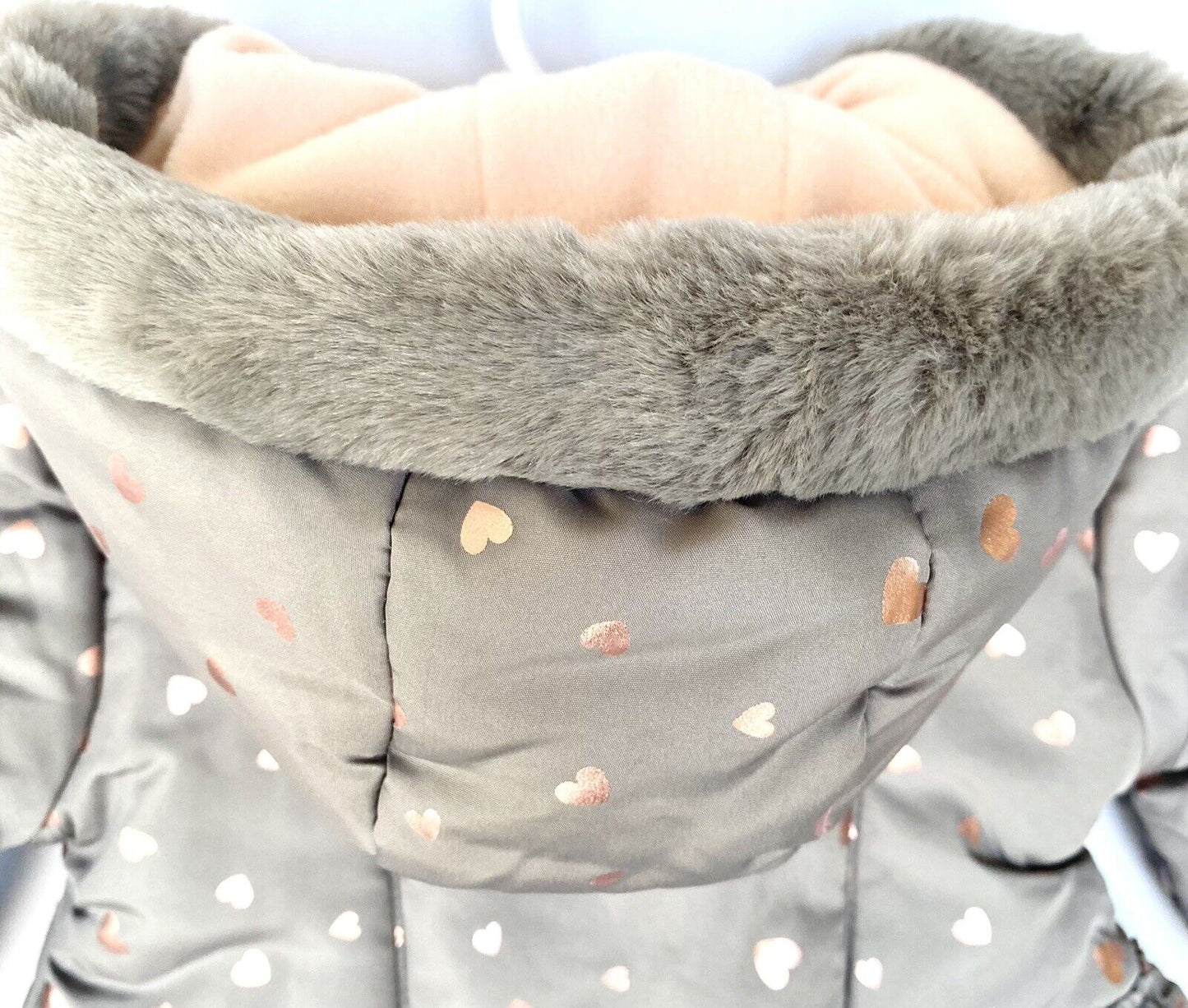 KENSIE Girl Ruffle Waist Grey Coat 12M RETAILS $65 Price $39 Pink Metallic Heart