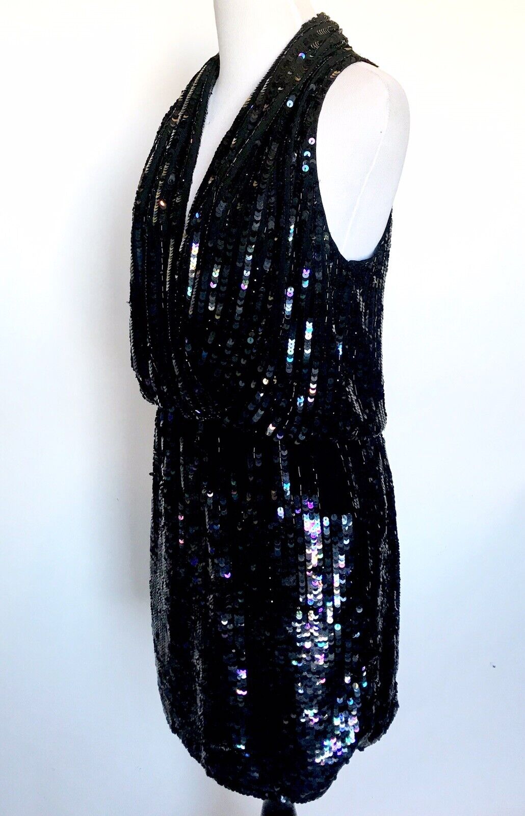 Parker Black Prom Party Sequined Cocktail Dress XS Retails 495 Price $128 NWT