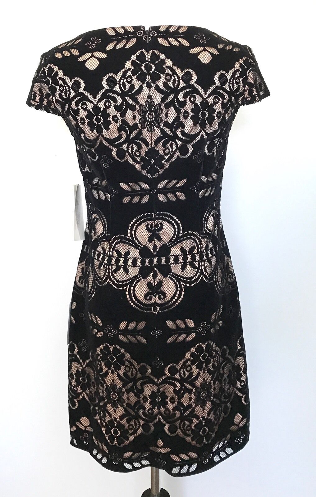 Eliza J Black Velvet & Lace Dress Nude Slip NWT Retails $138 Price $69 Size 6P
