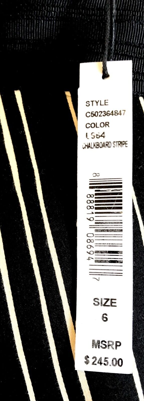 Alice + Olivia Black And White Stripe Skirt Retail $245 Price $75 NWT 6