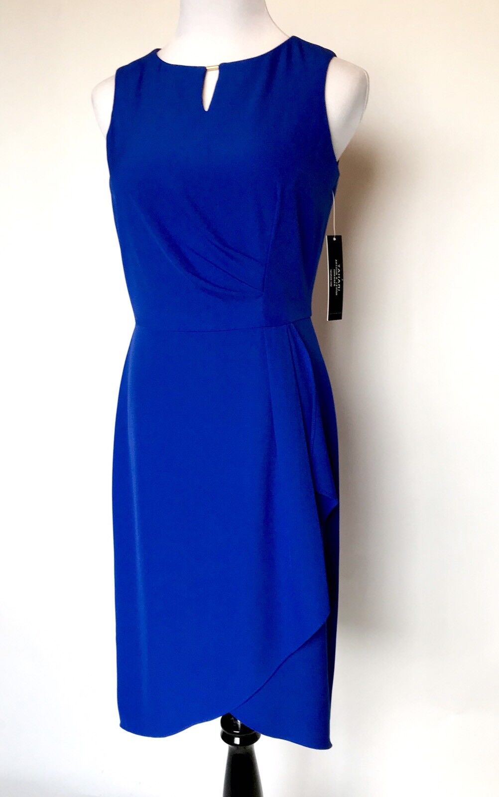 Tahari Arthur Levine Gold Bar Blue Wrap Dress. NWT Retail $128 Price $59 Size 6