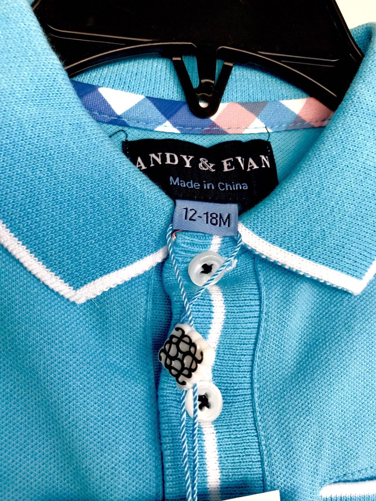 Andy & Evan Baby Polo Shirt. Blue & White 12-18 Months Retail $36 Price $17
