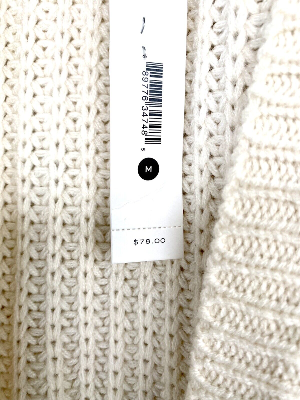 Aqua Cream Chunky Knit Open Front Cardigan Cable Retail $78 Price $39 M NWT