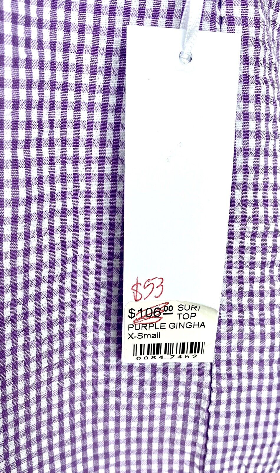 J Marie embroidered Suri Gingham Top size XS Retail $106 Price $53 Seersucker