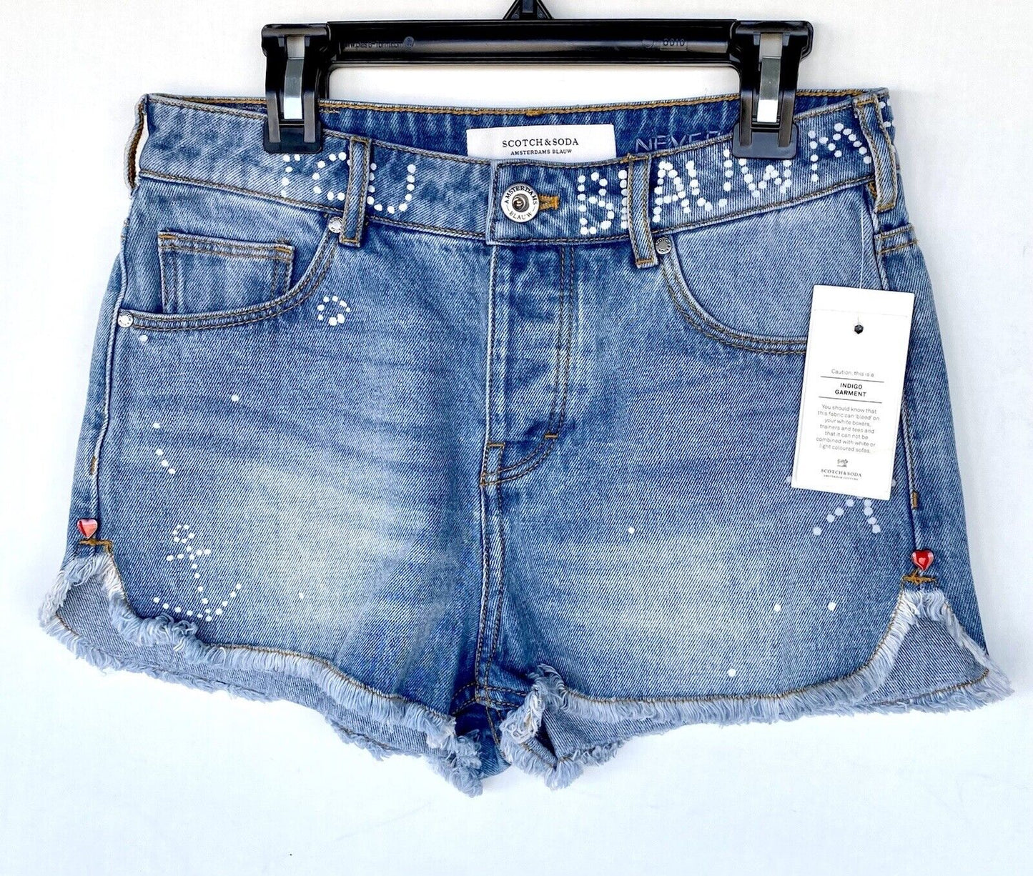 Scotch & Soda Painted Denim Jean Shorts NWT Size 24 Retail $115 Price $39