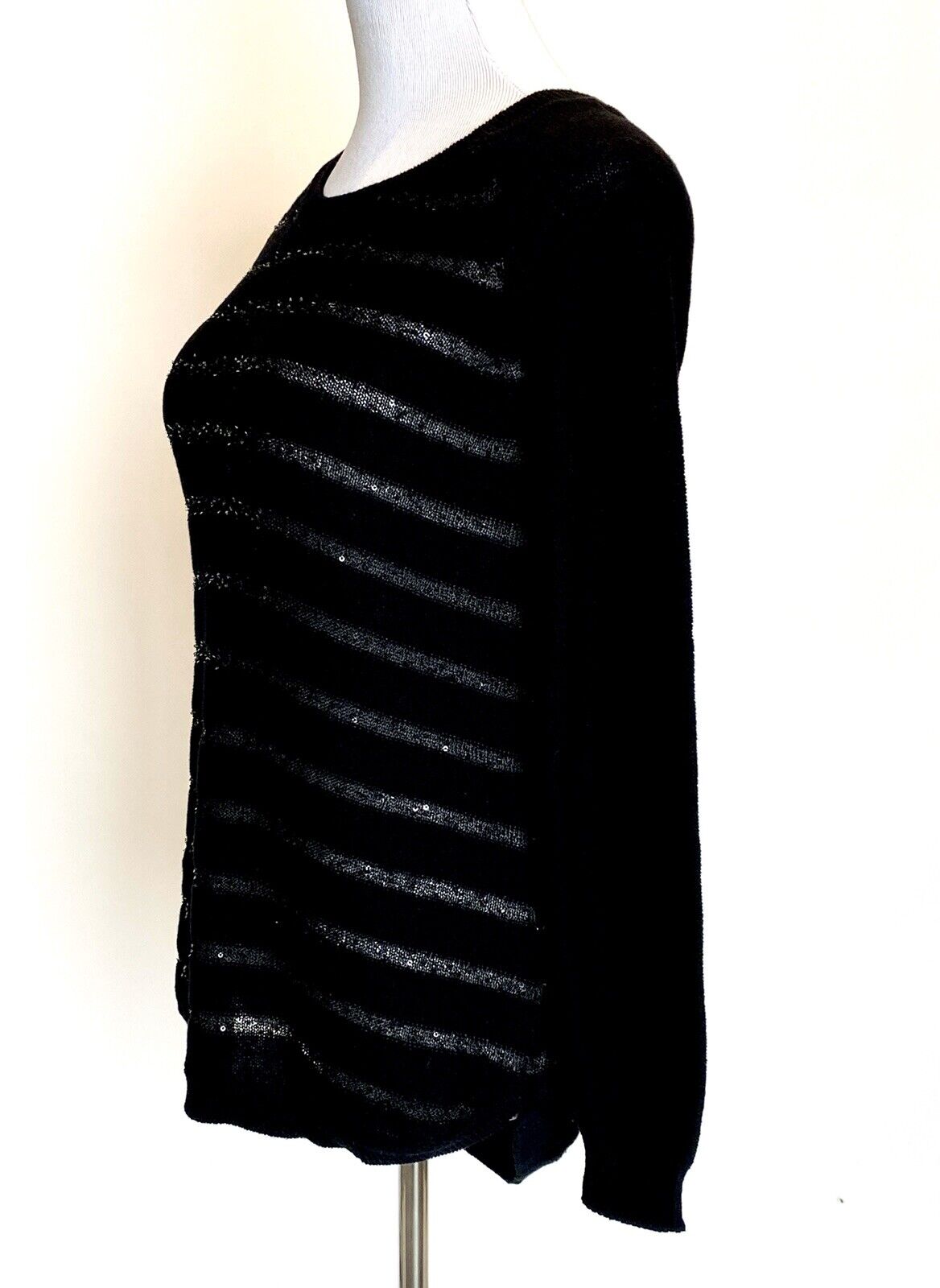 Black Stripe Sequin Sweater. Maison Jules. Retail $69.50 Price $24 Size S NWT