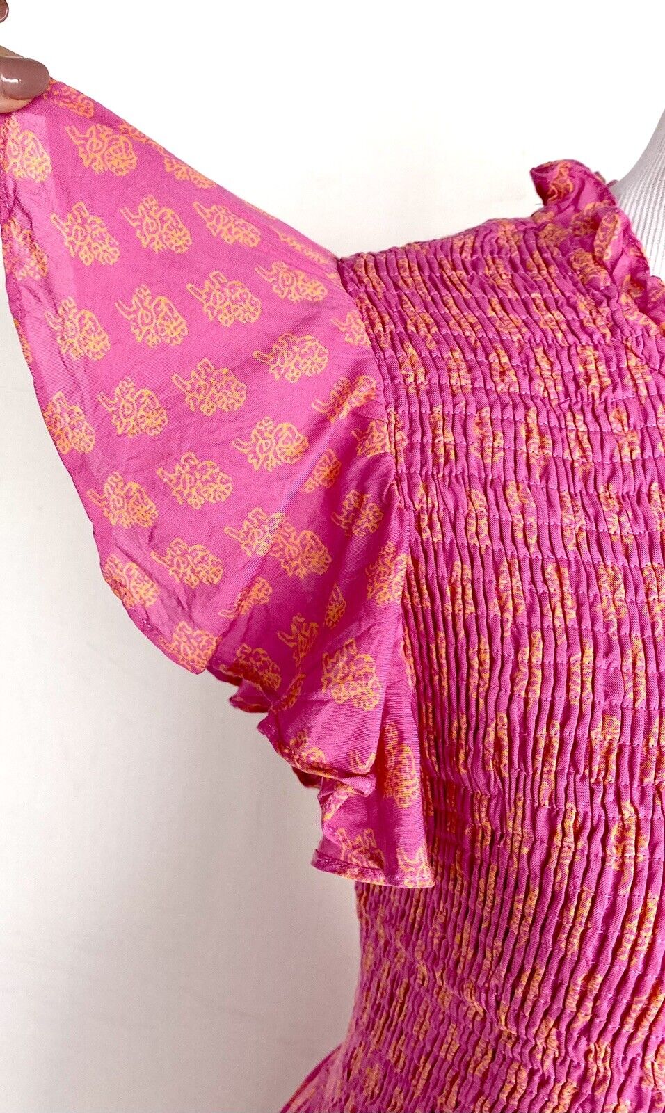 J Marie Mia Rose Smocked Ruched Tiered Dress size S Retail $168 Price $70 NWT