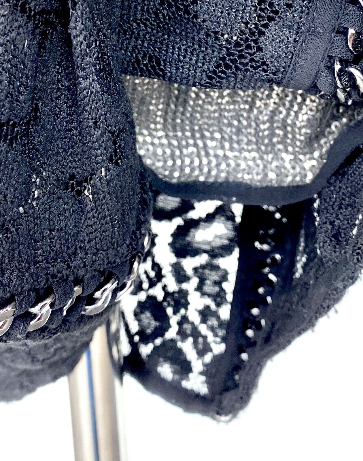 Allsaints Black Asha Chain & Lace Dress Size 0 Retails $505 Price $169 NWT