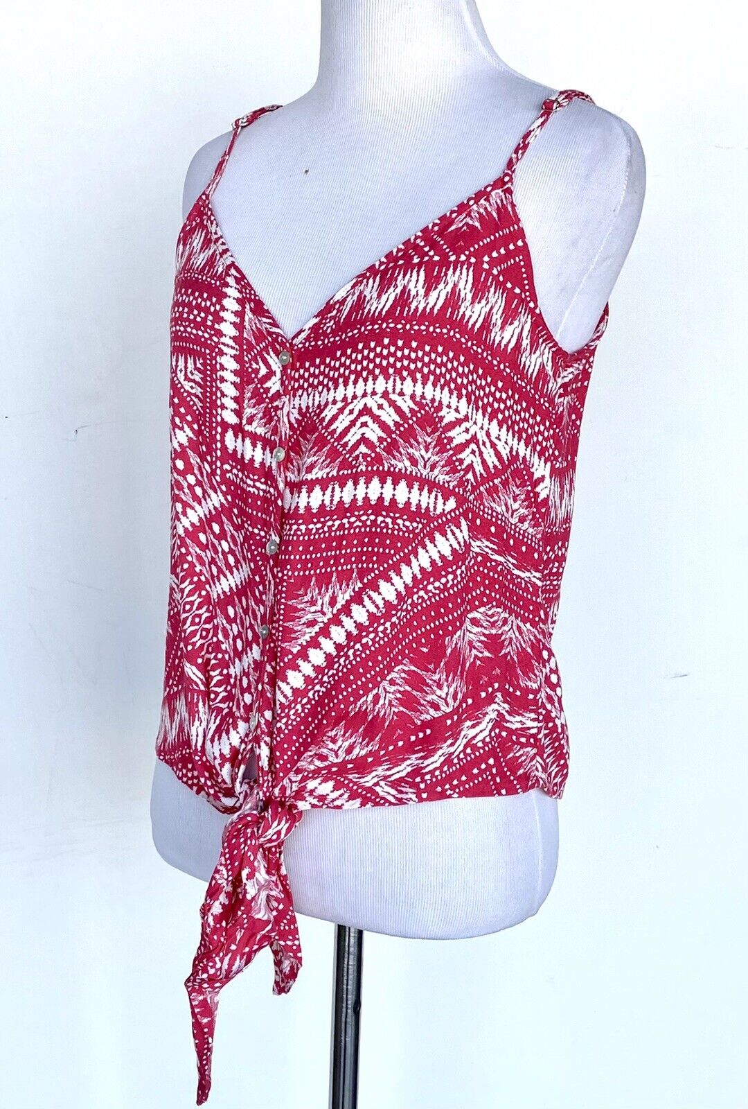 The Impeccable Pig Cherry Red Aztec Tank Top Retail $48 Price $19.20 Small