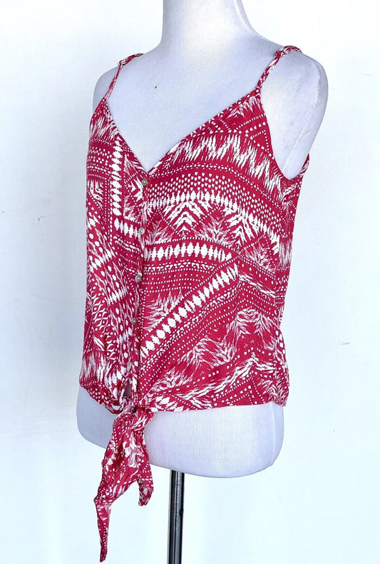 The Impeccable Pig Cherry Red Aztec Tank Top Retail $48 Price $19.20 Small