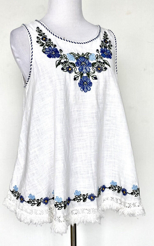 Max Studio Embroidered Muslin Cotton Tunic Size S Retails $98 Price $39 NWT