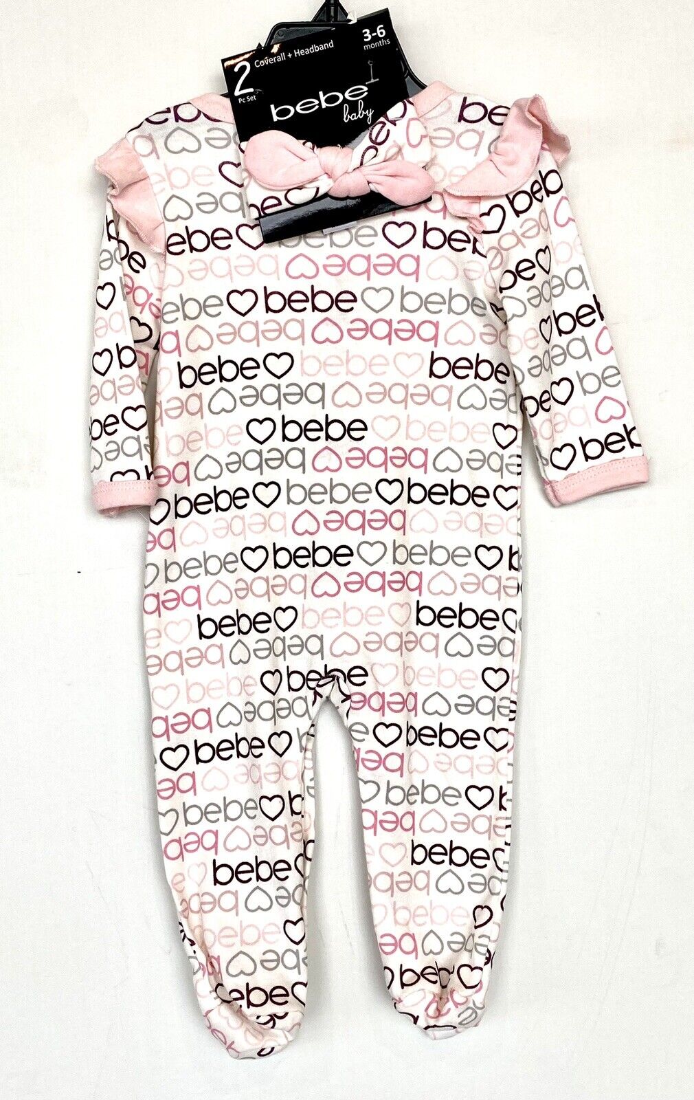 Bebe baby Ruffle Footie / Coverall & headband 3-6 month Retail $29.50 price $19