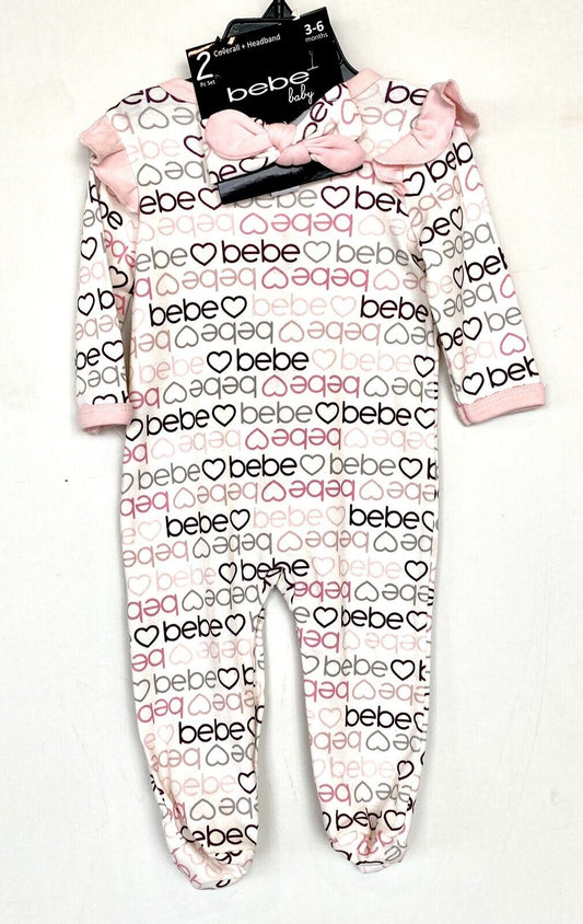 Bebe baby Ruffle Footie / Coverall & headband 3-6 month Retail $29.50 price $19