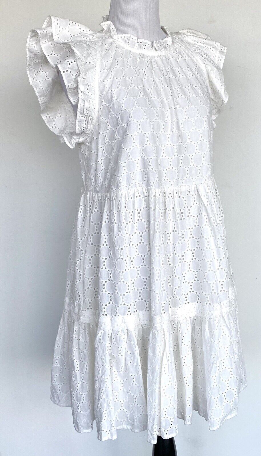 Olivaceous Ivory White Eyelet Embroidered Dress S Retails $98 Price $68