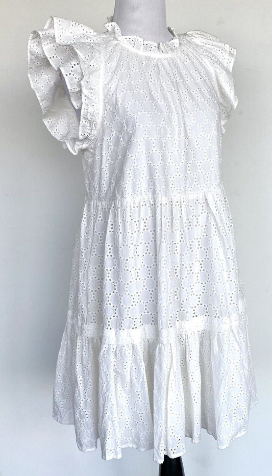 Olivaceous Ivory White Eyelet Embroidered Dress S Retails $98 Price $68