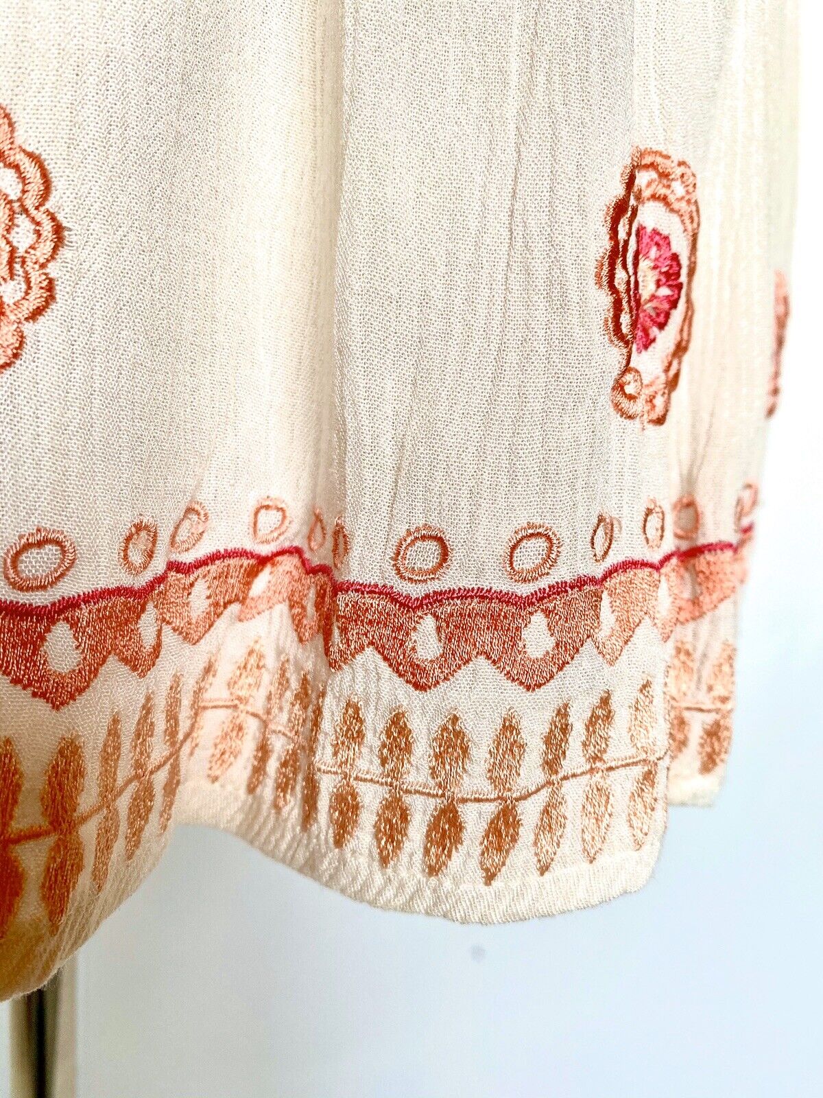 Anthropologie Rahi Cali Boho Embroider Ivory  Dress Retail $108 Price $29 M NWT
