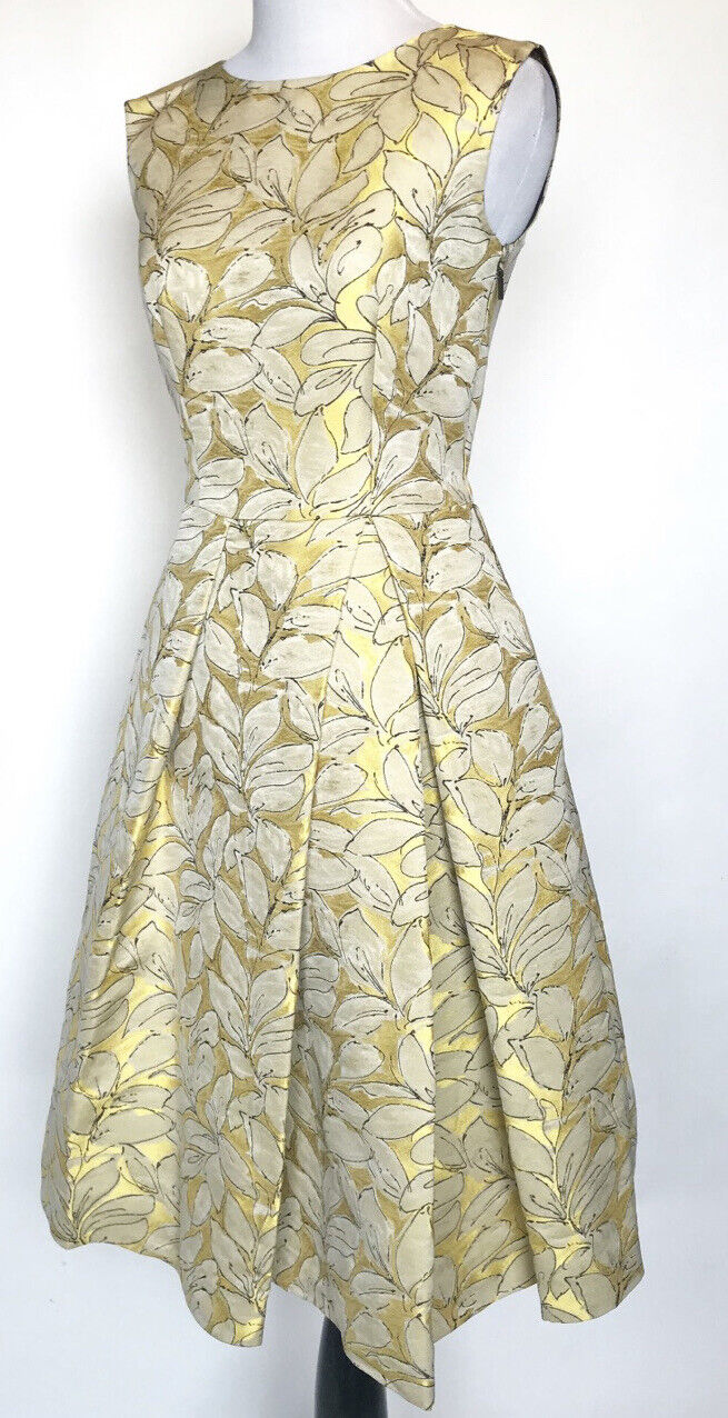 Carolina Herrera Gold Formal Floral Dress Retail $960 NWT Price $469 Size 2